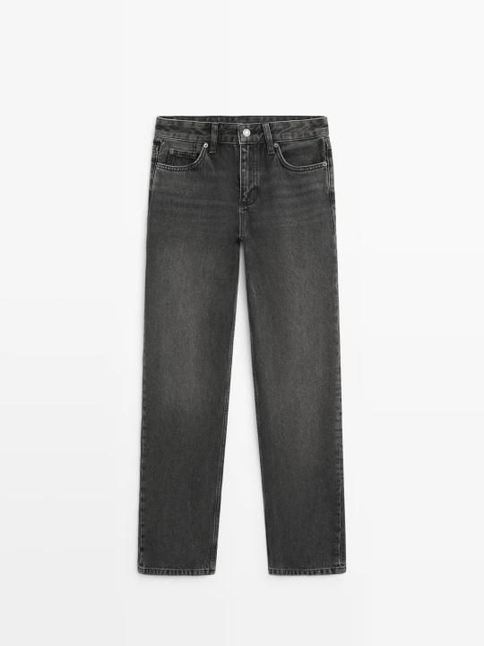 Zdjęcie produktu Proste Jeansy Z Niskim Stanem - Czarny - Massimo Dutti - Female