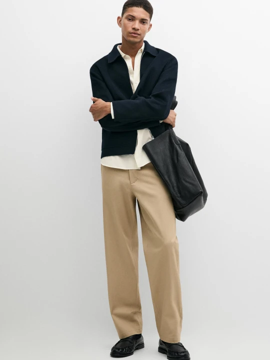 Zdjęcie produktu Proste Spodnie Z Mieszanki Bawełny - Opalony - Massimo Dutti - Male