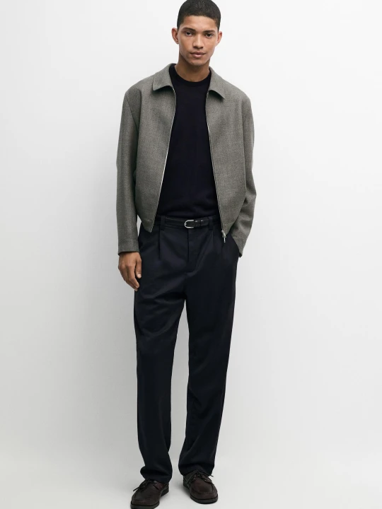 Zdjęcie produktu Proste Spodnie Ze 100% Wełny - Granatowy - Massimo Dutti - Male