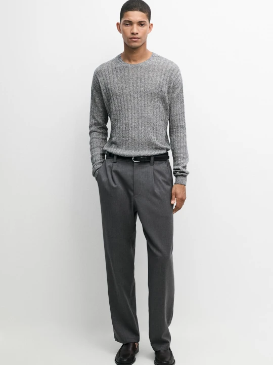 Zdjęcie produktu Proste Spodnie Ze 100% Wełny - Szary - - Massimo Dutti - Male