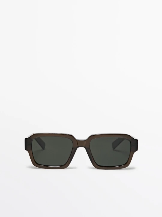 Zdjęcie produktu Prostokątne Okulary Przeciwsłoneczne - Zielony - Massimo Dutti - Male