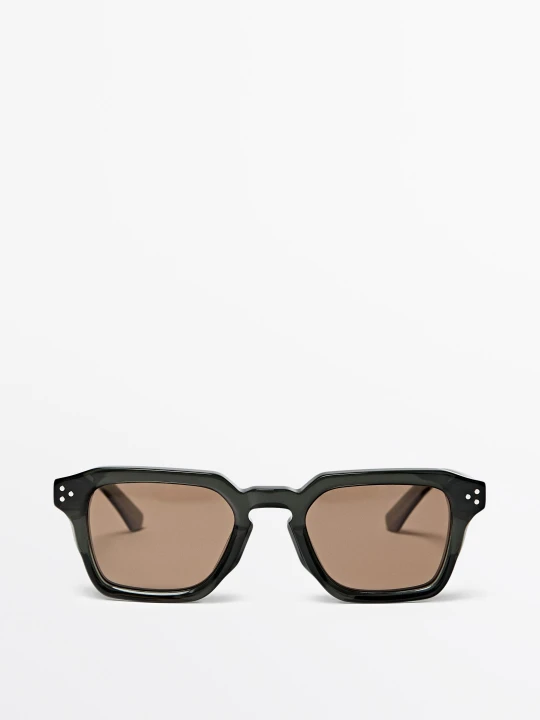 Zdjęcie produktu Prostokątne Okulary Przeciwsłoneczne - Zielony - Massimo Dutti - Male