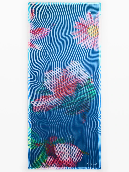 Zdjęcie produktu Prostokątny kwiatowy foulard Desigual niebieski