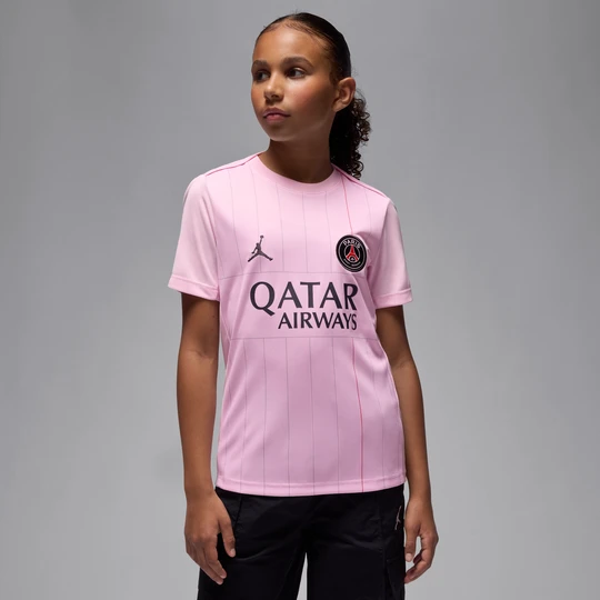 Zdjęcie produktu Przedmeczowa koszulka piłkarska dla dużych dzieci Jordan Dri-FIT Paris Saint-Germain Academy Pro (wersja czwarta) - Różowy