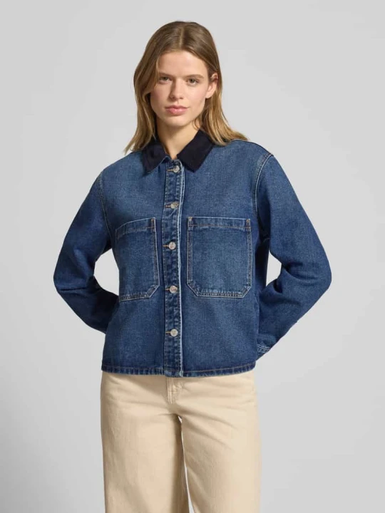 Zdjęcie produktu Przeskalowana kurtka dżinsowa z mieszanki bawełny model 'CASSIE' Only Jeansowy niebieski