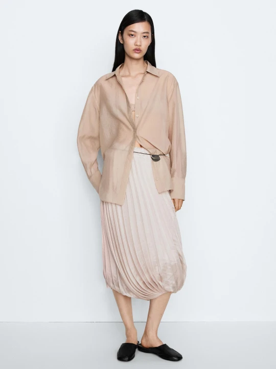 Zdjęcie produktu Prześwitująca Luźna Koszula - Studio - Różowy - Massimo Dutti - Female