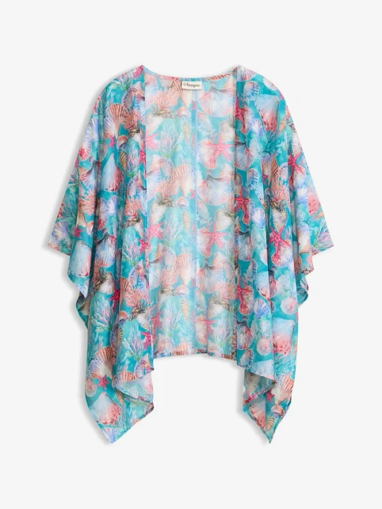 Zdjęcie produktu Prześwitujące kimono plażowe BonPrix niebieski