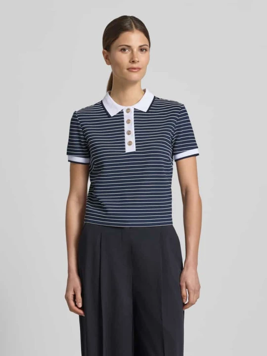 Zdjęcie produktu Przycięty polo z mieszanki wiskozy model 'ALPHONSINE' Guess Granatowy