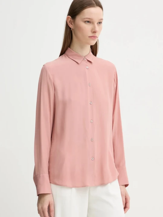Zdjęcie produktu PS Paul Smith koszula z domieszką jedwabiu różowy