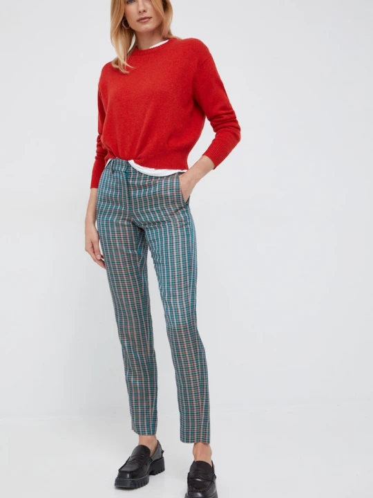 Zdjęcie produktu PS Paul Smith spodnie z domieszką lnu zielony