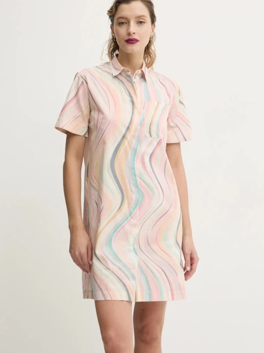 Zdjęcie produktu PS Paul Smith sukienka bawełniana beżowy