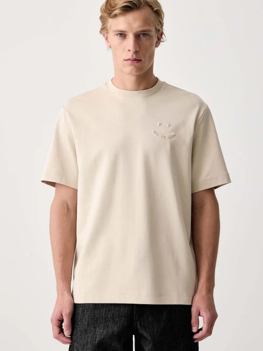 Zdjęcie produktu PS Paul Smith T-shirt męski bawełniany z elastanem beżowy