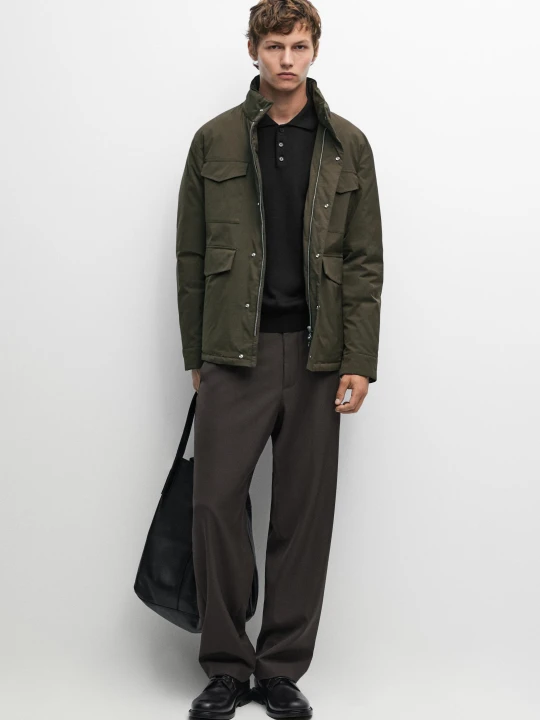 Zdjęcie produktu Puchowa Kurtka Z Kieszeniami - Khaki - Massimo Dutti - Male