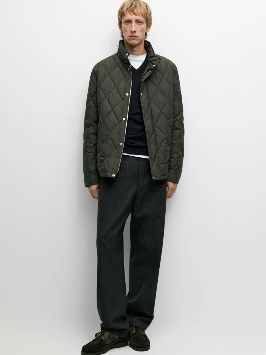 Zdjęcie produktu Puchowa Kurtka Z Napami - Khaki - Massimo Dutti - Male