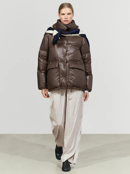 Zdjęcie produktu Puchowa Kurtka Ze Stójką - Brązowy - Massimo Dutti - Female