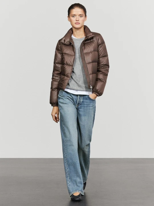 Zdjęcie produktu Puchowa Kurtka Ze Stójką - Popielaty Brąz - Massimo Dutti - Female