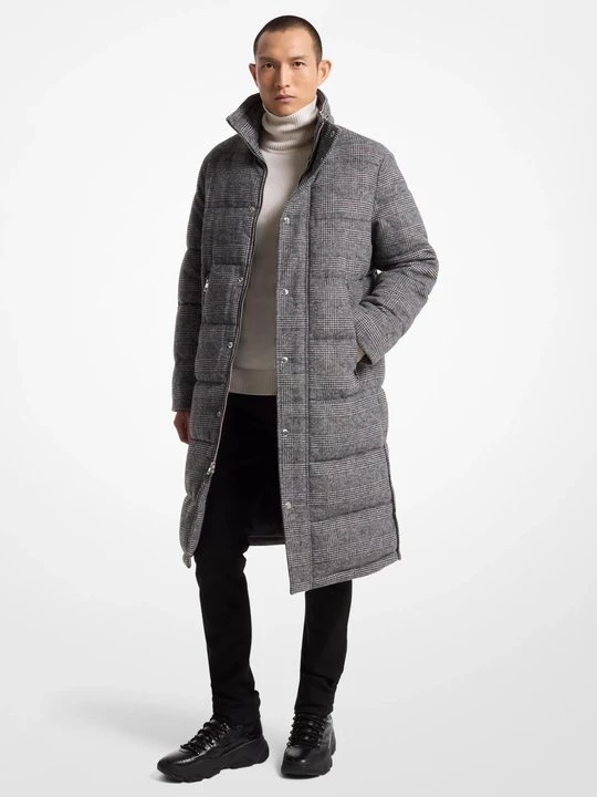 Zdjęcie produktu Puchowy pikowany płaszcz w kratę księcia Walii Michael Kors CZARNY (Czarny)