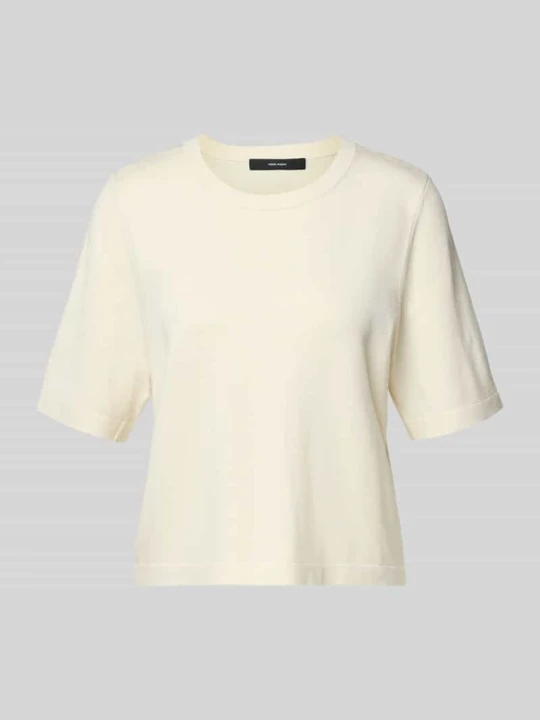 Zdjęcie produktu Pudełkowy krój, dzianinowy T-shirt z mieszanka wiskozy model 'VMSILJE' Vero Moda Beżowy