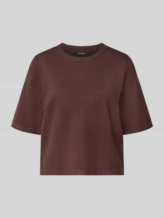 Zdjęcie produktu Pudełkowy krój, dzianinowy T-shirt z mieszanka wiskozy model 'VMSILJE' Vero Moda Czekoladowy