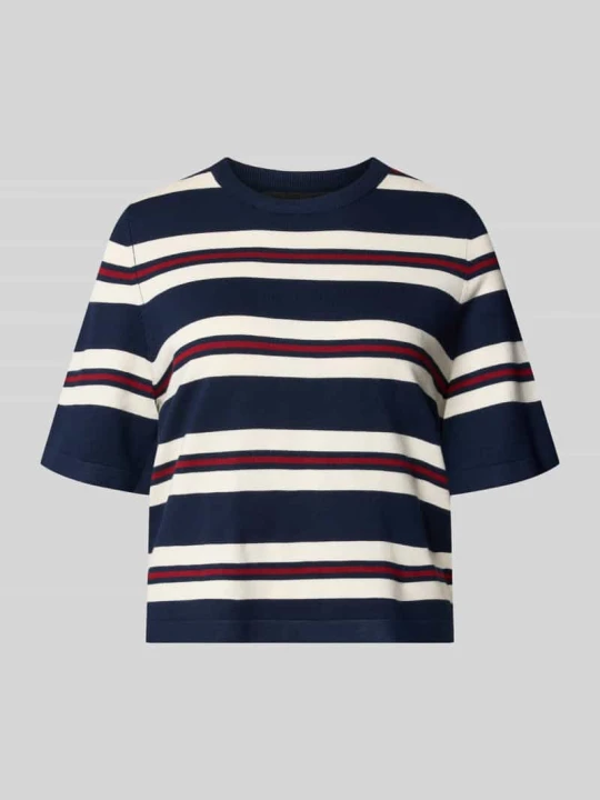 Zdjęcie produktu Pudełkowy krój, dzianinowy T-shirt z mieszanka wiskozy model 'VMSILJE' Vero Moda Ciemnoniebieski