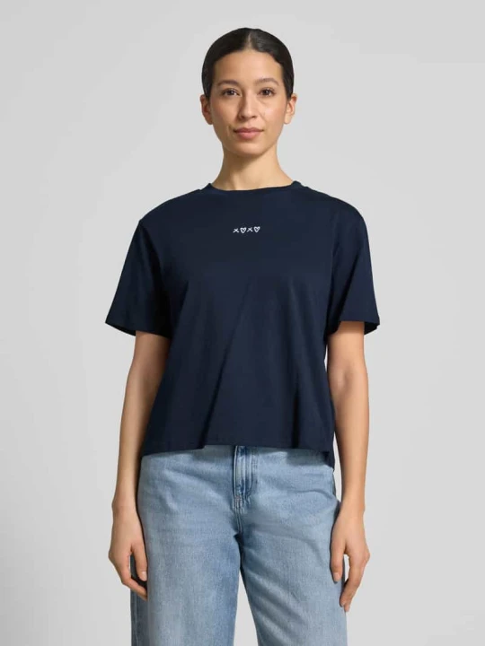 Zdjęcie produktu Pudełkowy krój T-shirt z czystej Bawełna Tom Tailor Granatowy