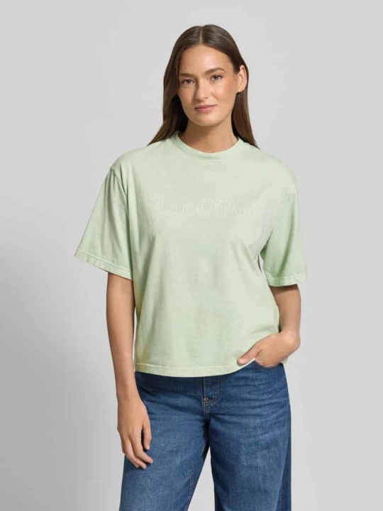 Zdjęcie produktu Pudełkowy krój T-shirt z czystej Bawełny Marc O'Polo Zielony