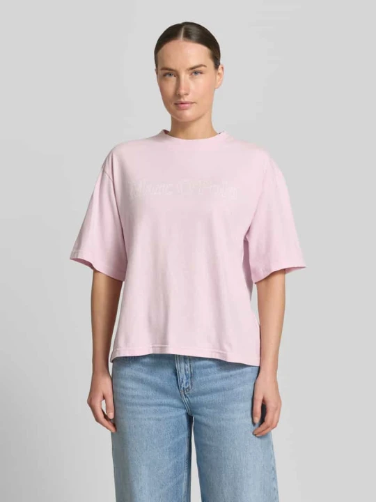 Zdjęcie produktu Pudełkowy krój T-shirt z czystej Bawełny Marc O'Polo Jasnoróżowy