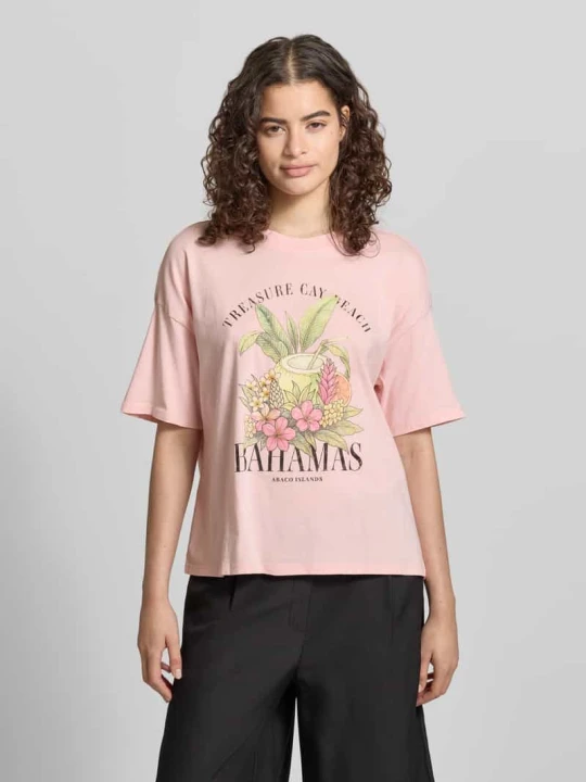Zdjęcie produktu Pudełkowy krój t-shirt z czystej bawełny model 'LUCY' Only Różowy