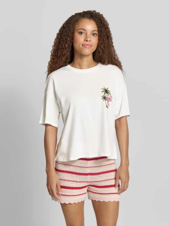 Zdjęcie produktu Pudełkowy krój t-shirt z czystej bawełny model 'LUCY' Only Biały
