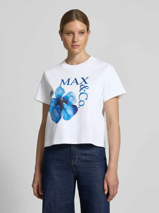 Zdjęcie produktu Pudełkowy krój t-shirt z czystej bawełny model 'MAMBO' MAX&Co. Biały