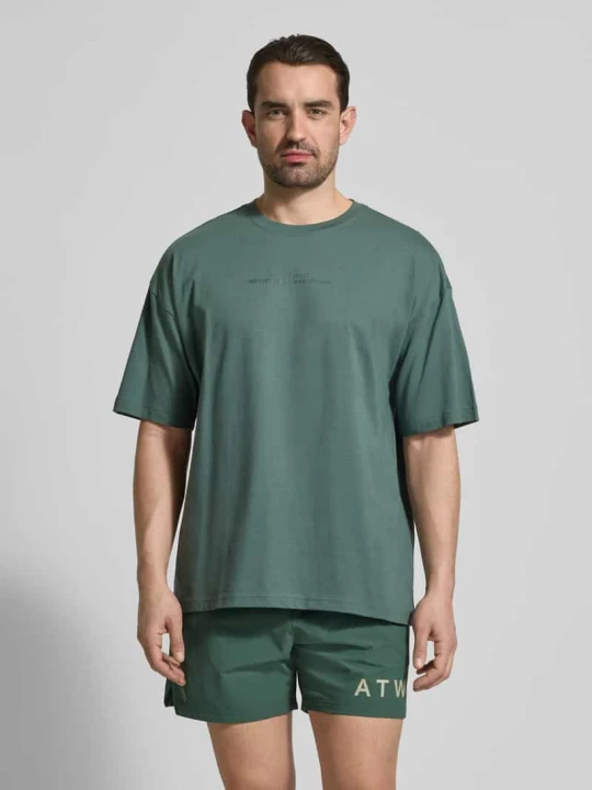 Zdjęcie produktu Pudełkowy krój T-shirt z okrągłym dekoltem Halo Ciemnozielony