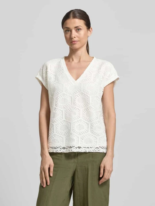 Zdjęcie produktu Pudełkowy krój t-shirt z półprzezroczystym obszyciem model 'IRIS' Vero Moda Biały