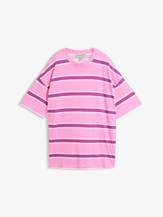 Zdjęcie produktu Pudełowy T-shirt z mieszanki bawełny z wiskozą BonPrix różowy