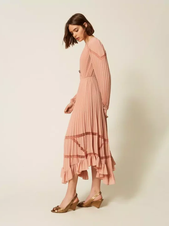 Zdjęcie produktu PUDROWORÓŻOWA PLISOWANA SUKIENKA MAXI TWINSET