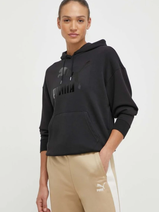 Zdjęcie produktu Puma bluza CLASSICS Shiny Logo Hoodie czarny