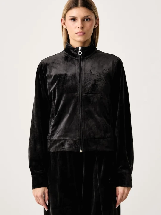 Zdjęcie produktu Puma bluza rozpinana damska welurowa Essentials Elevated czarny