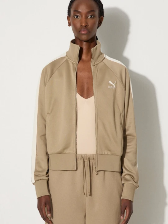 Zdjęcie produktu Puma bluza rozpinana damska z bawełną Iconic T7 Track Jacket zielony