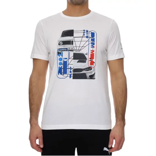 Zdjęcie produktu Puma BMW Motorsport Graphic Tee 531194-02, Męskie, Białe, t-shirty, bawełna, rozmiar: S