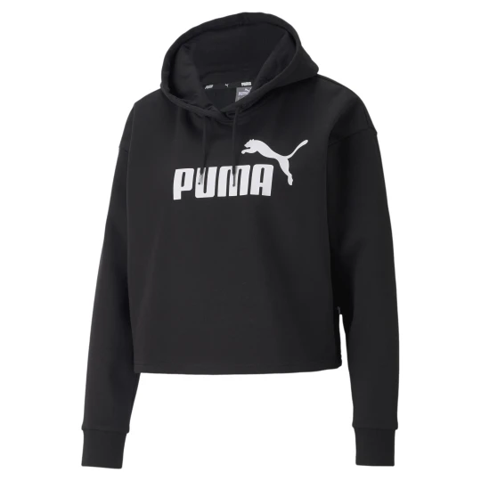 Zdjęcie produktu PUMA Damska bluza o skróconym kroju z kapturem z logo Essentials, Odzież, Czarny