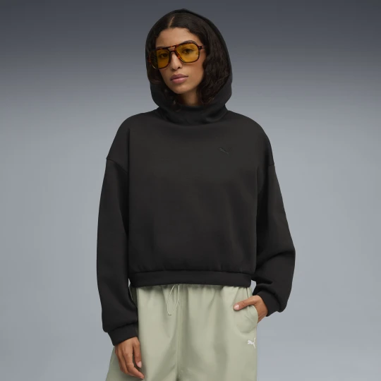 Zdjęcie produktu PUMA Damska bluza oversize z kapturem Wardrobe Essentials, OdzieÅ¼, Czarny