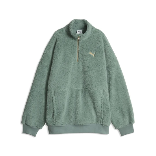 Zdjęcie produktu PUMA Damska bluza sherpa o kroju oversize z zamkiem 1 / 2, Odzież, Zielony