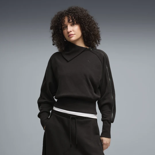 Zdjęcie produktu PUMA Damska bluza T7 z asymetrycznym zamkiem, Odzież, Czarny