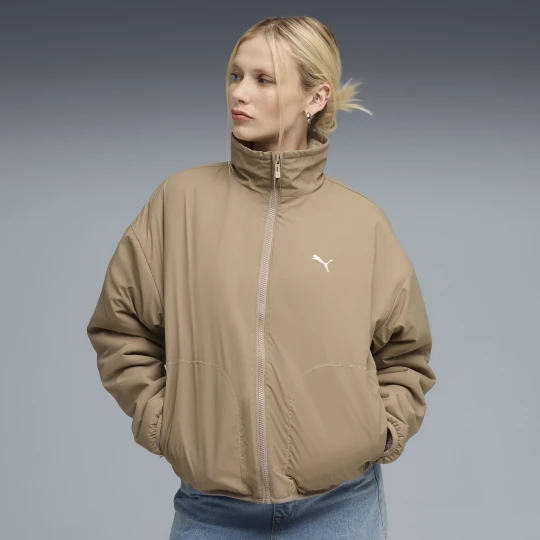 Zdjęcie produktu PUMA Damska dwustronna kurtka hybrydowa z dzianiną typu baranek, Odzież, Biały