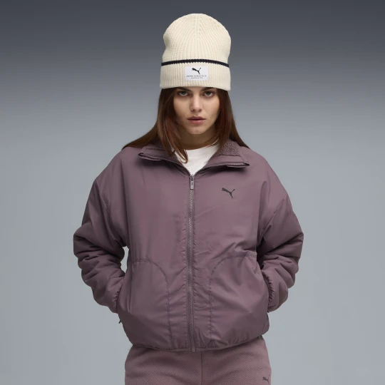 Zdjęcie produktu PUMA Damska dwustronna kurtka hybrydowa z dzianiną typu baranek, Odzież, Fioletowy