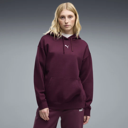 Zdjęcie produktu PUMA Damska bluza z kapturem Essentials o luźnym kroju, Odzież, Czerwony