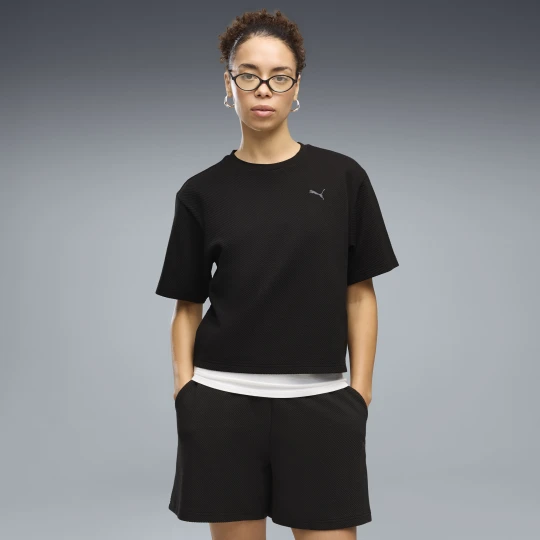 Zdjęcie produktu PUMA Damska koszulka Essentials Elevated o luźnym kroju, Odzież, Czarny