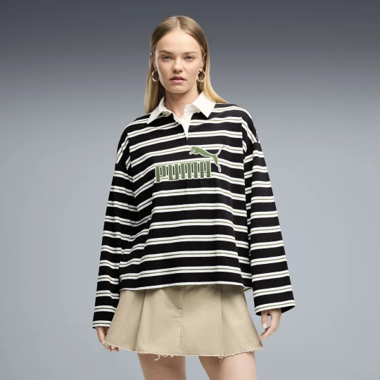 Zdjęcie produktu PUMA Damska koszulka polo Essentials Elevated Rugby o kroju oversize z logo nr 1, Akcesoria, Czarny