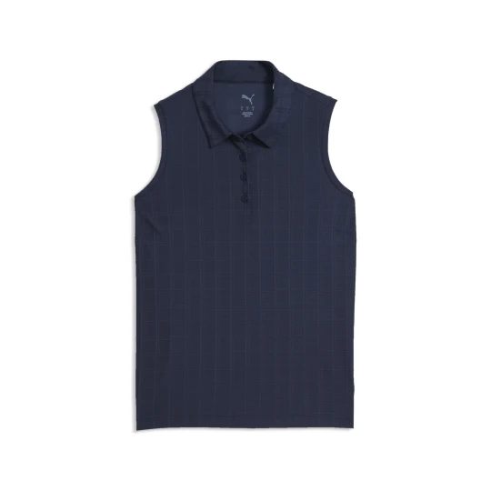 Zdjęcie produktu PUMA Damska koszulka polo golfowa Plaid Knit bez rękawów, Akcesoria, Niebieski Deep Navy