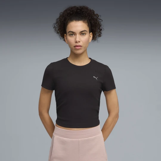 Zdjęcie produktu PUMA Damska koszulka treningowa CLOUDSPUN Ribbed o dopasowanym kroju, OdzieÅ¼, Czarny