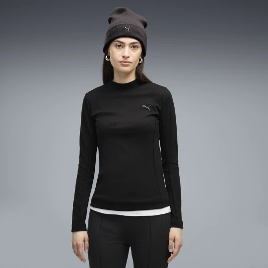 Zdjęcie produktu PUMA Damska koszulka z dÅ‚ugim rÄ™kawem HER Slim Rib, OdzieÅ¼, Czarny